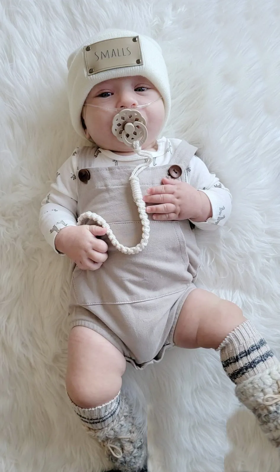 $10.00 EA - 3-6M X 1, 6-12M X 2  - .Pocket & Buttoned Unisex Seasonal Romper - Tan Button