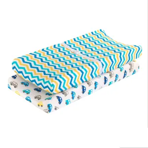 2 Pack Cotton Jersey Knit Changing Pad Cover - Cars/Chevron