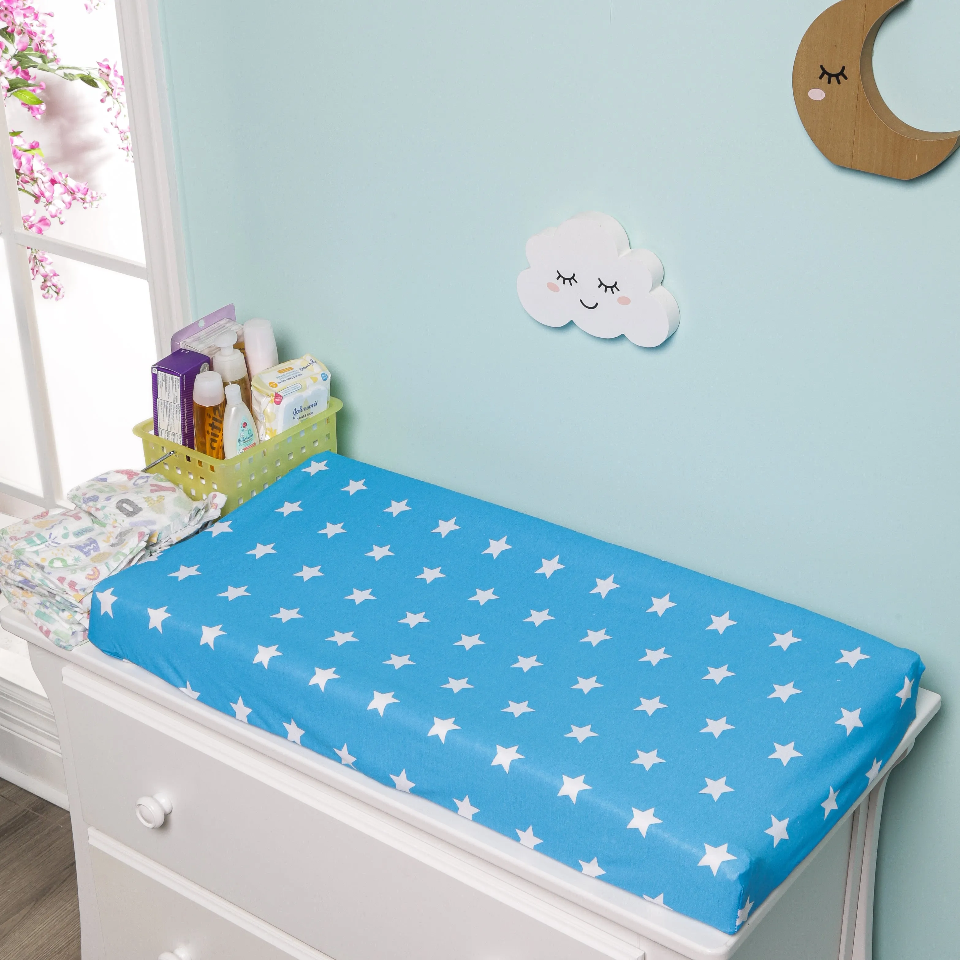 2 Pack Cotton Jersey Knit Changing Pad Cover - Stars/Clouds