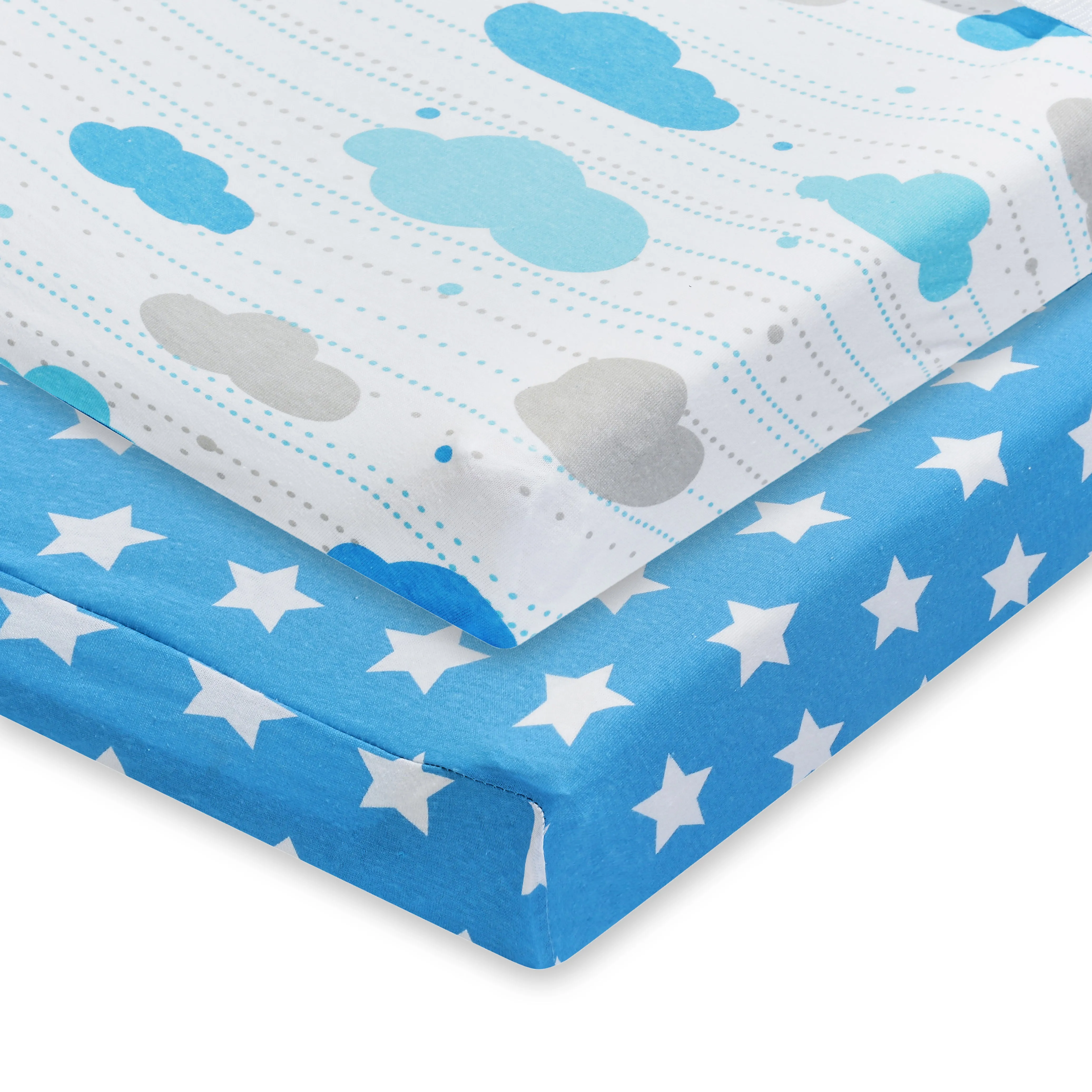 2 Pack Cotton Jersey Knit Changing Pad Cover - Stars/Clouds