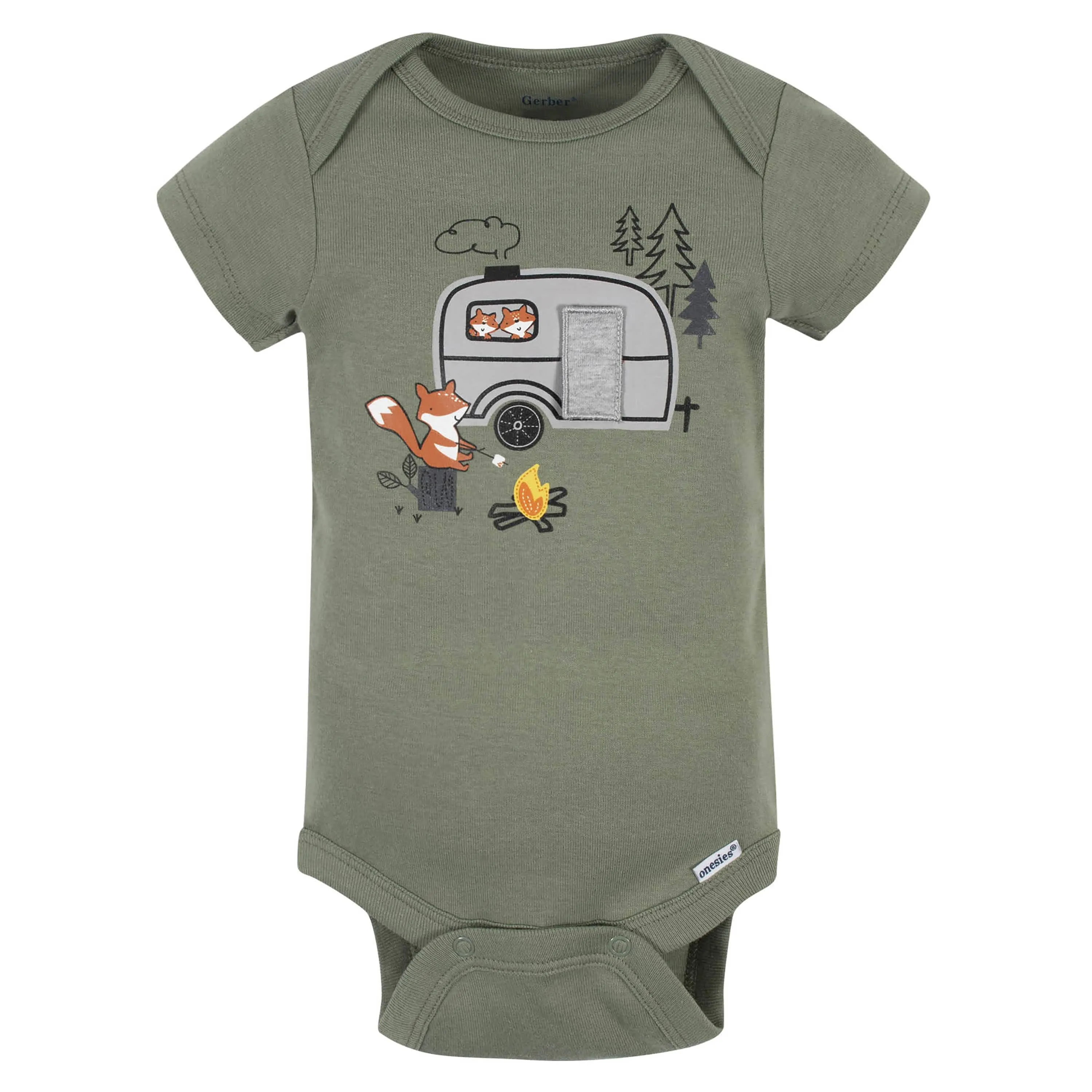 3-Pack Baby Boys Camping Short Sleeve Onesies® Bodysuits