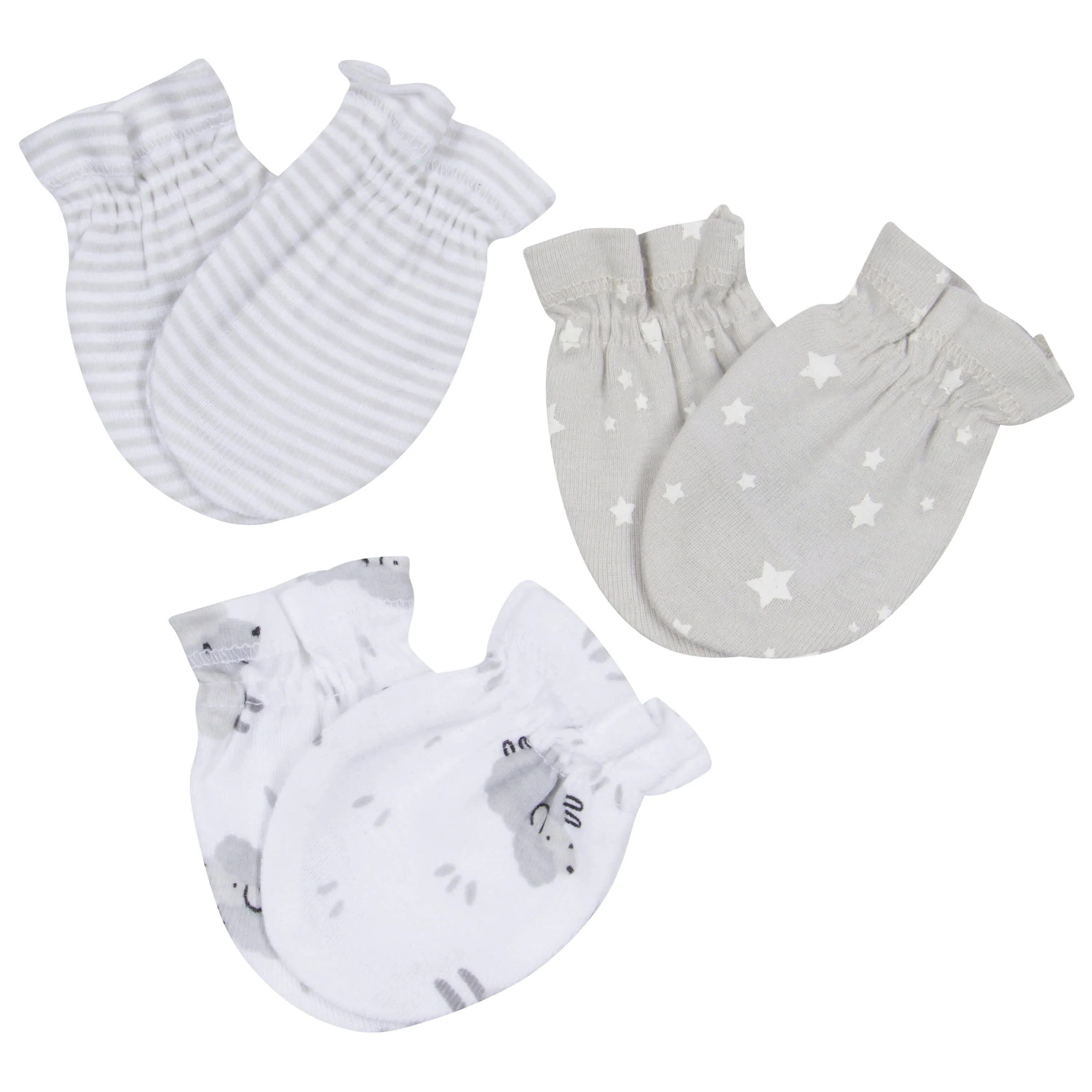 3-Pack Baby Neutral Lamb No Scratch Mittens