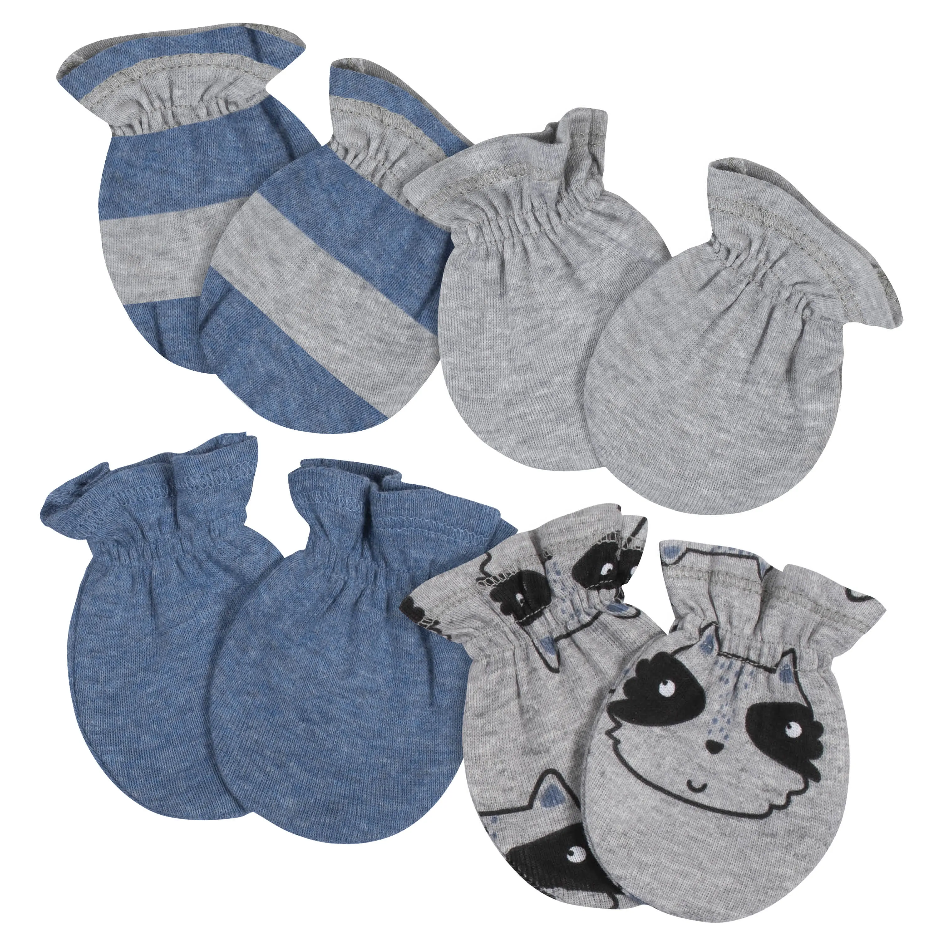 4-Pack Baby Boys Raccoon No Scratch Mittens