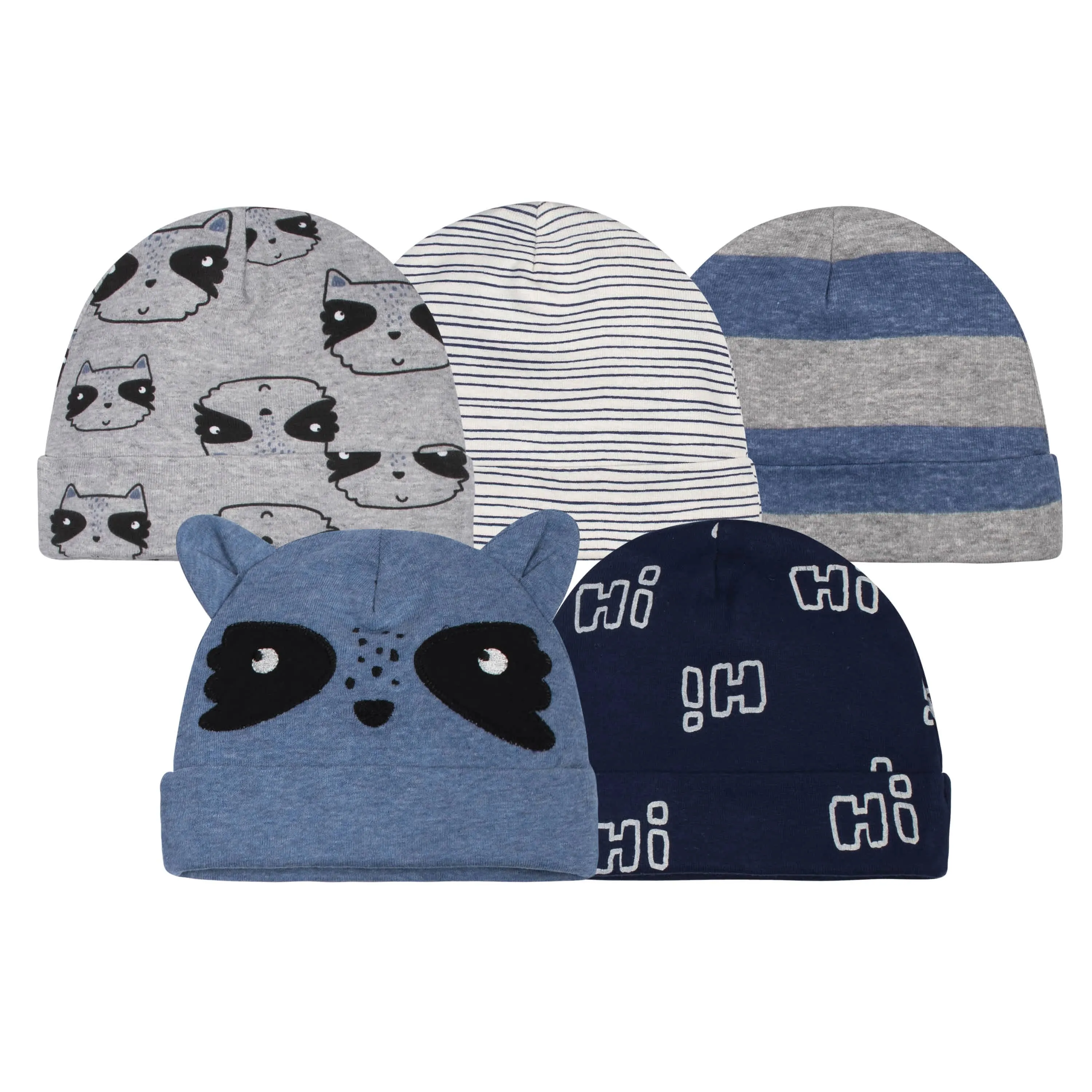 5-Pack Baby Boys Raccoon Caps