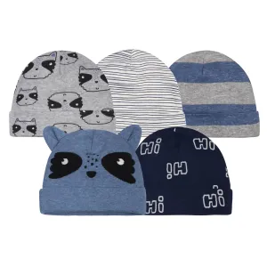 5-Pack Baby Boys Raccoon Caps