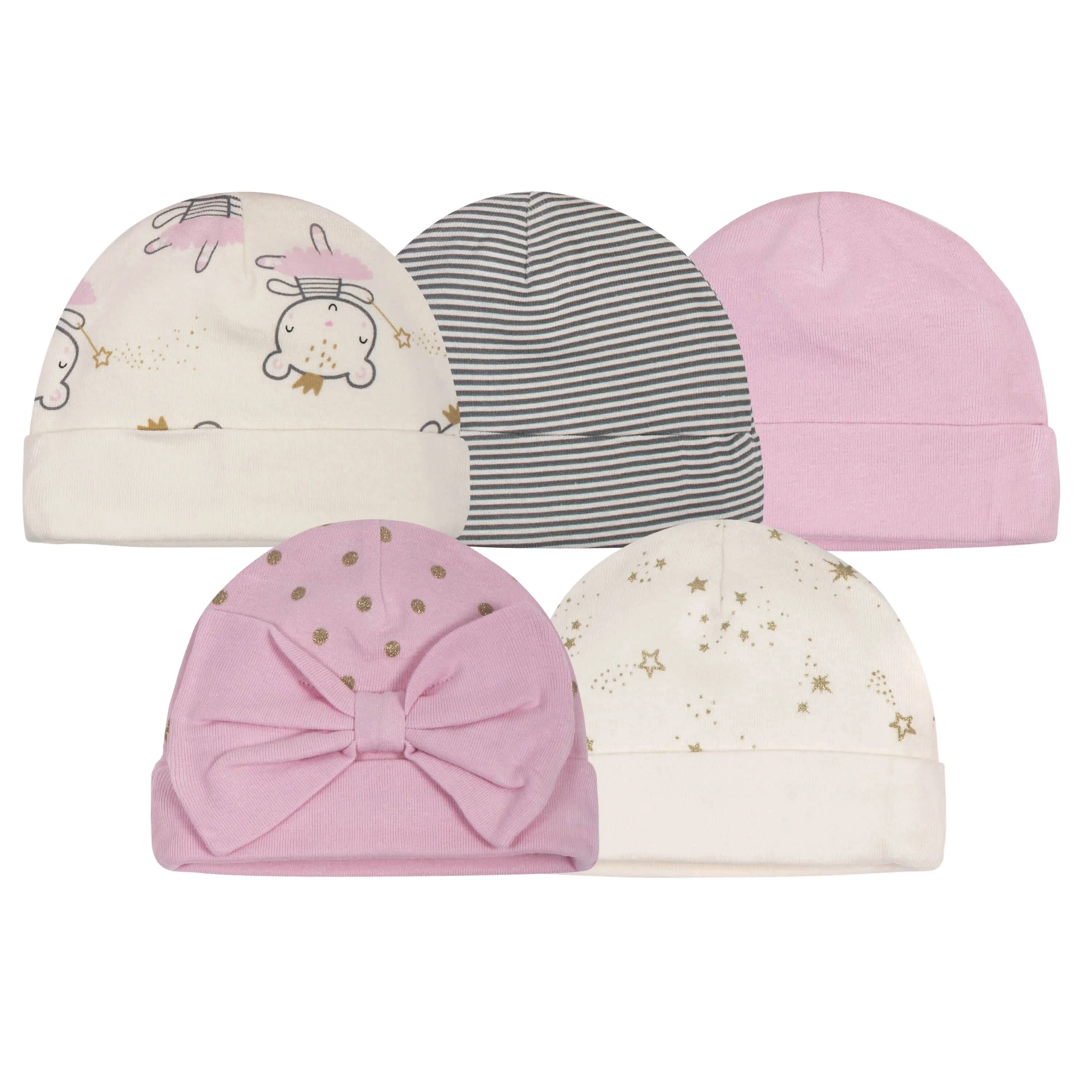 5-Pack Baby Girls Princess Caps