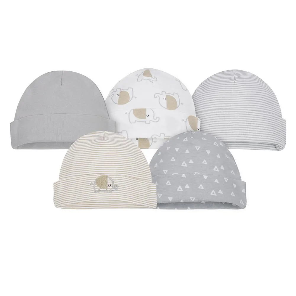 5-Pack Neutral Elephant Caps