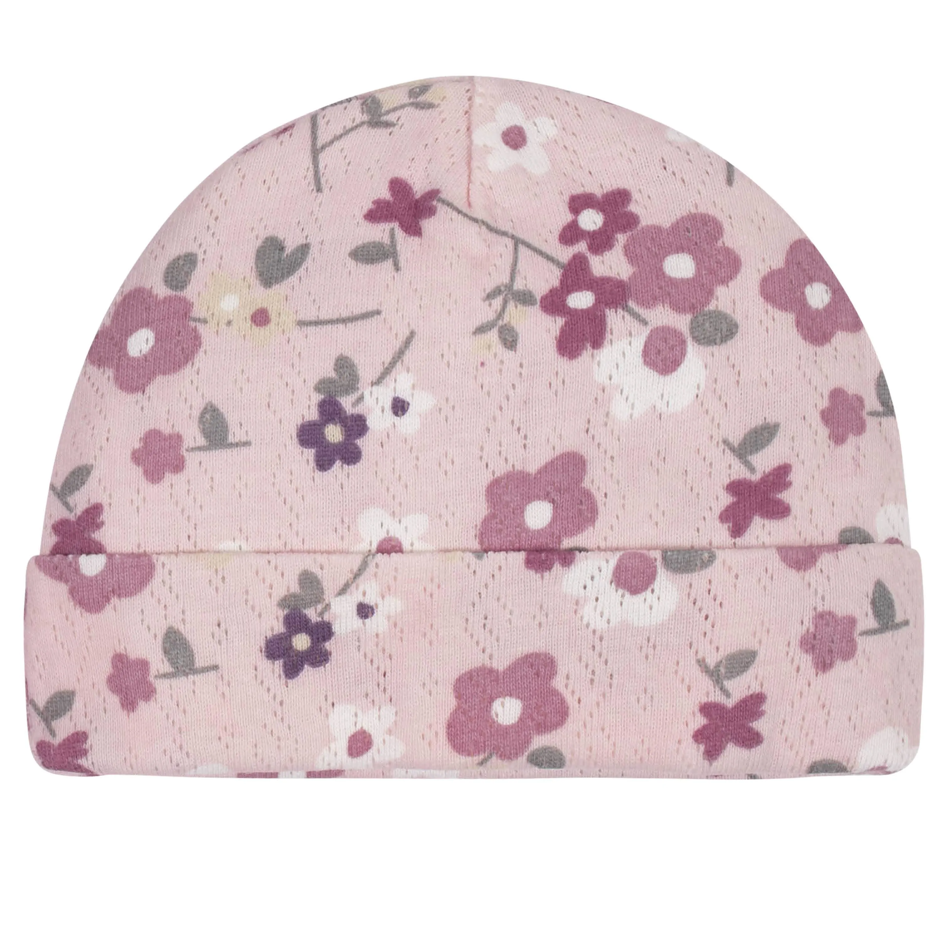 8-Piece Organic Baby Girls Floral Caps & No Scratch Mittens