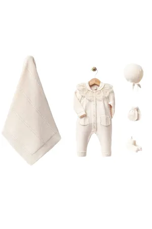 Adrian Cream Knit Newborn Coming Home Set (5 Pcs)