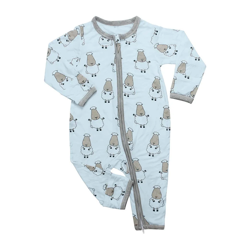 Baa Baa Sheepz Romper Zip Big Sheepz Blue With Grey Border