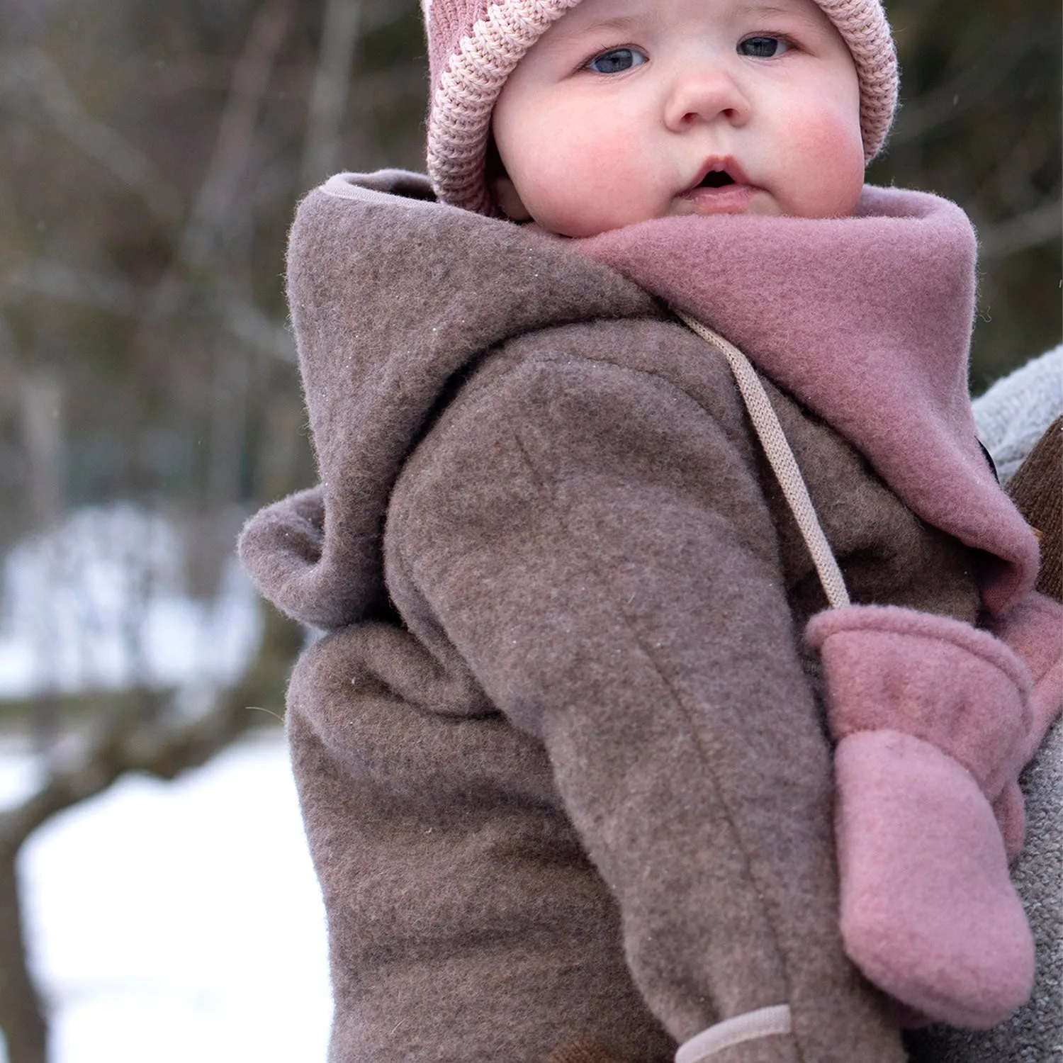 Baby & Kids Merino Wool Fleece Mittens - Shadow Rose