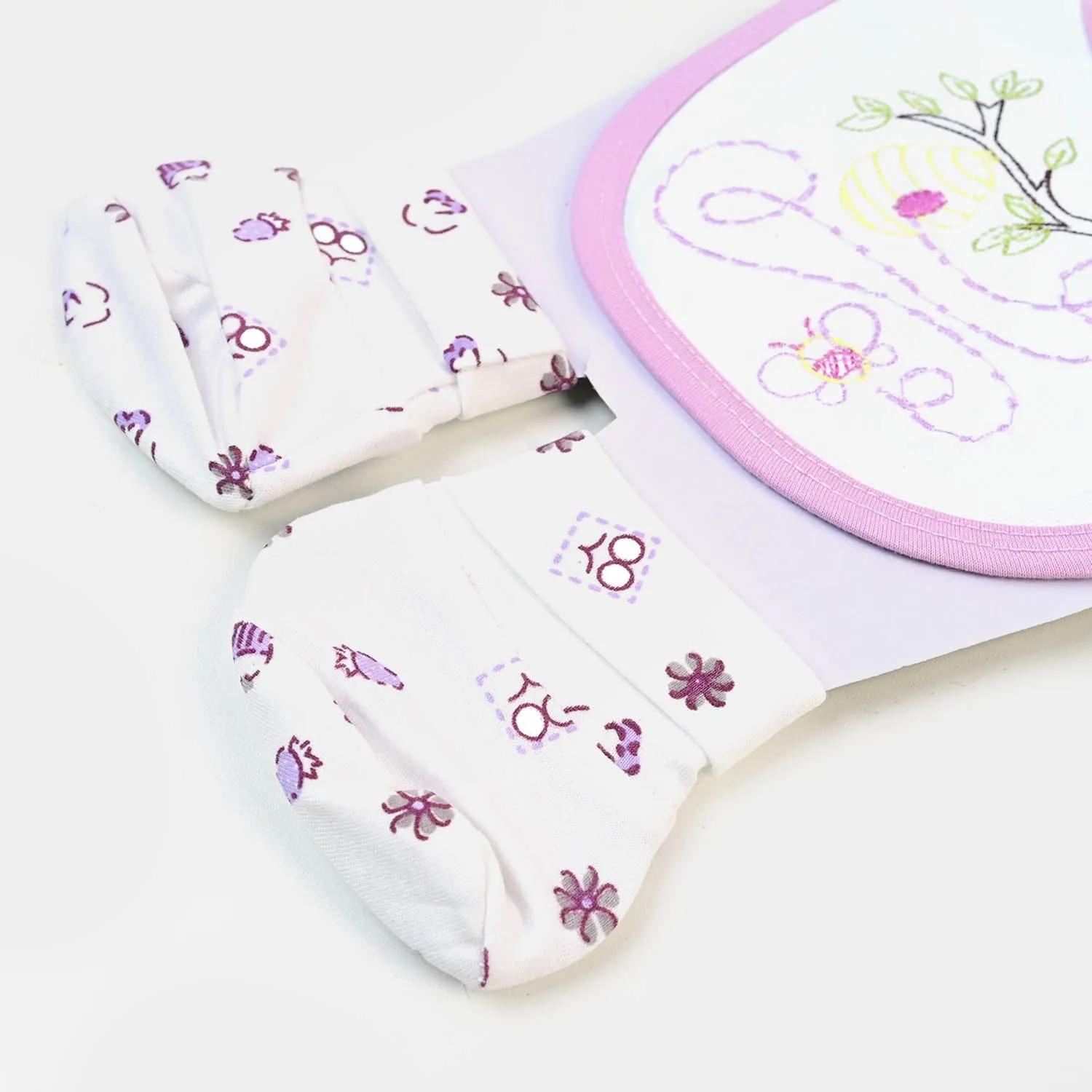 Baby Bib Cap   Mittens 4PCs Set