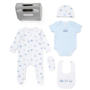 Baby Boy Blue Cars 5 Piece Clothing Set