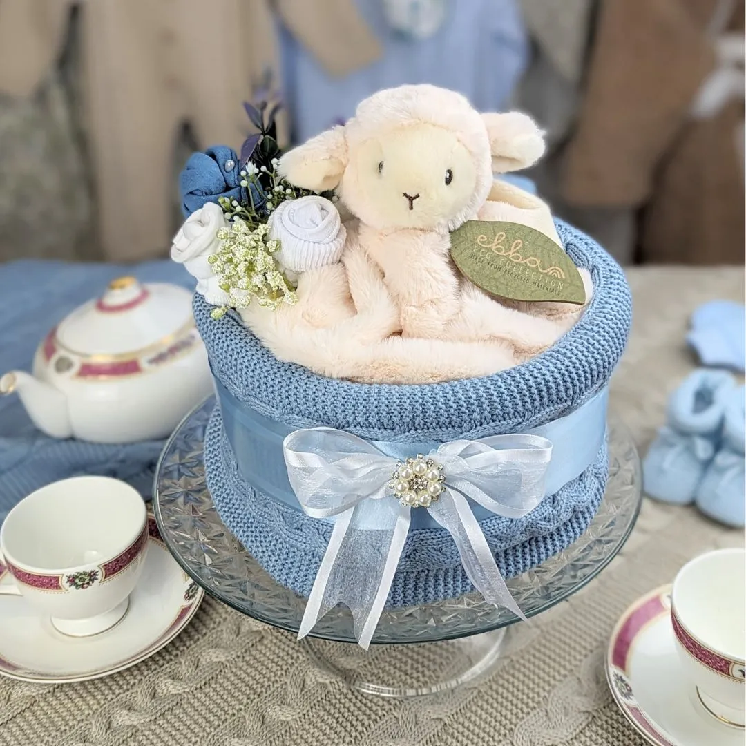 Baby Boy 'Eco' Nappy Cake Gift - Beautifully Blue