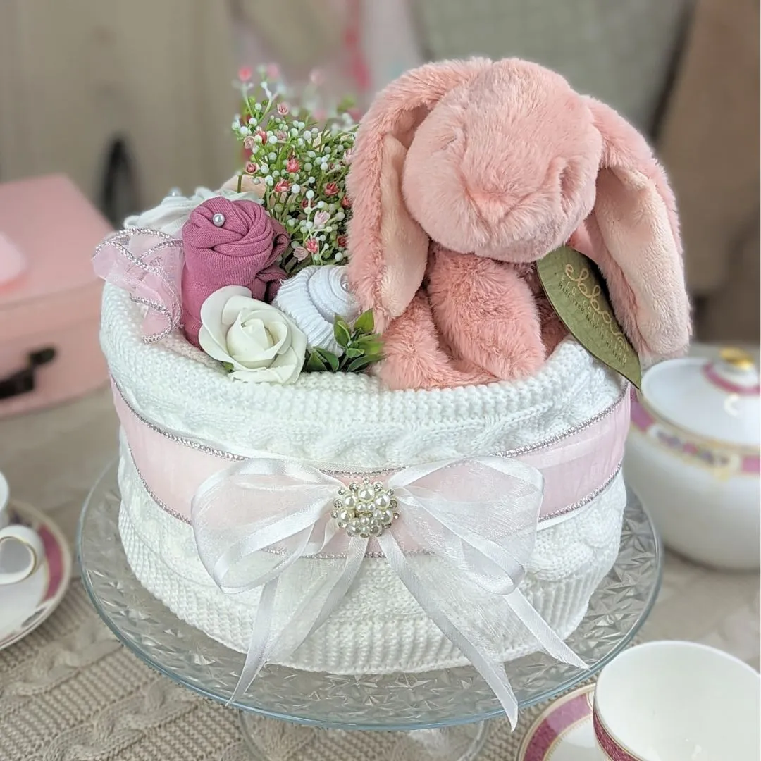 Baby Girl 'Eco' Nappy Cake - Perfectly Pink