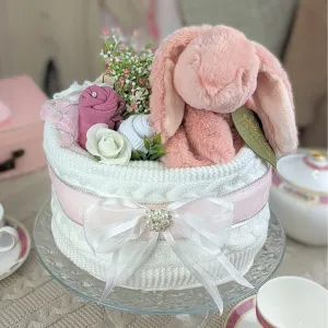 Baby Girl 'Eco' Nappy Cake - Perfectly Pink