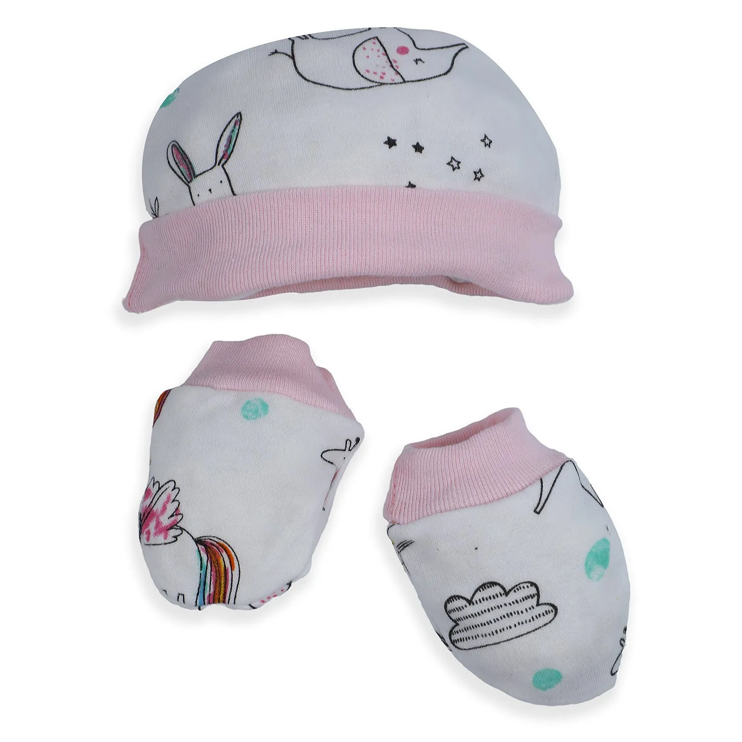 Baby Moo Unicorn Rainbow Infant Essentials 5 pcs Romper Gift Set - Pink