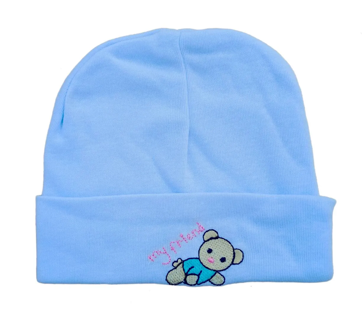 Baby Unisex Mitten Cotton Cap and Booty Set (Blue) - Pack of 1