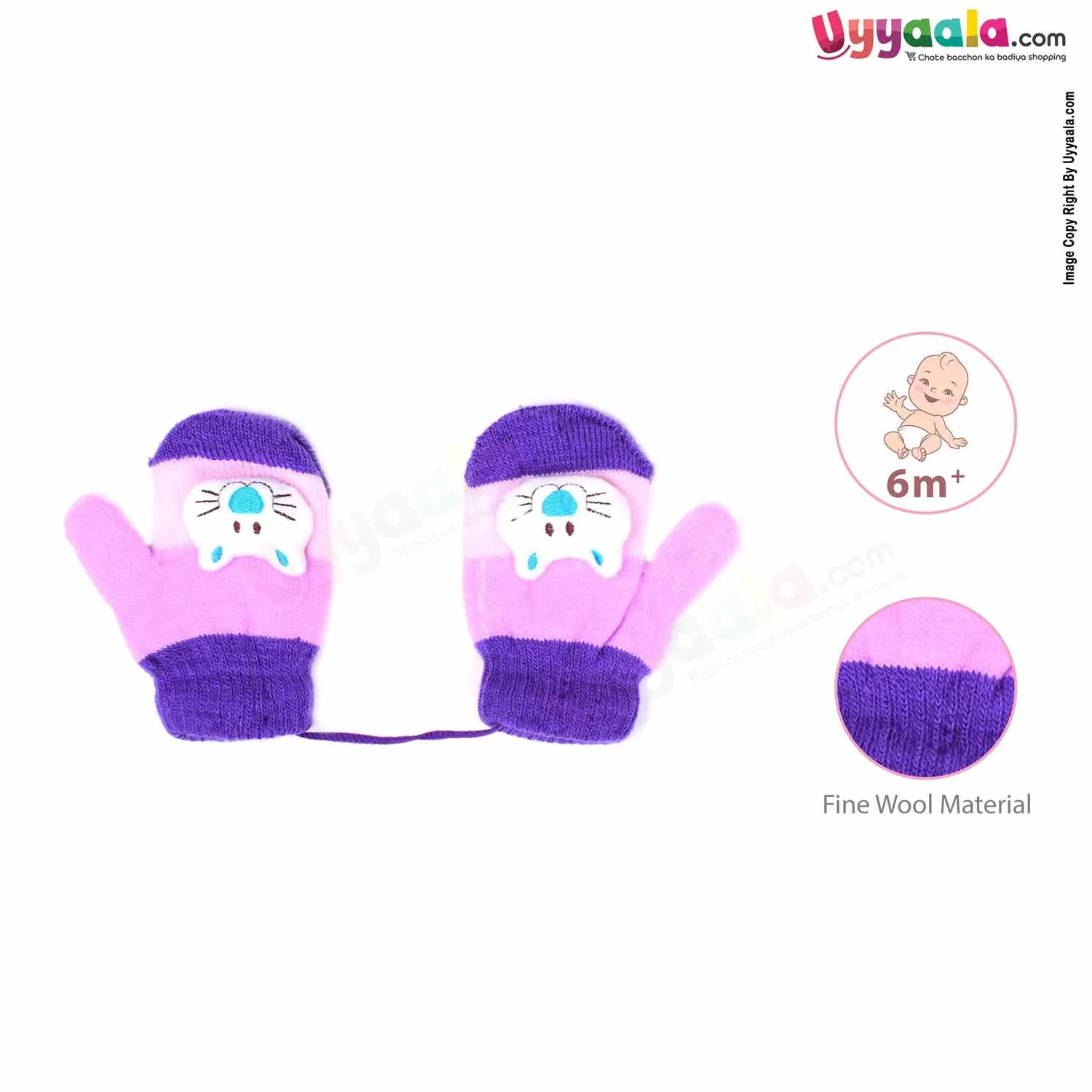 Baby Woolen Hand Gloves With Cat Character