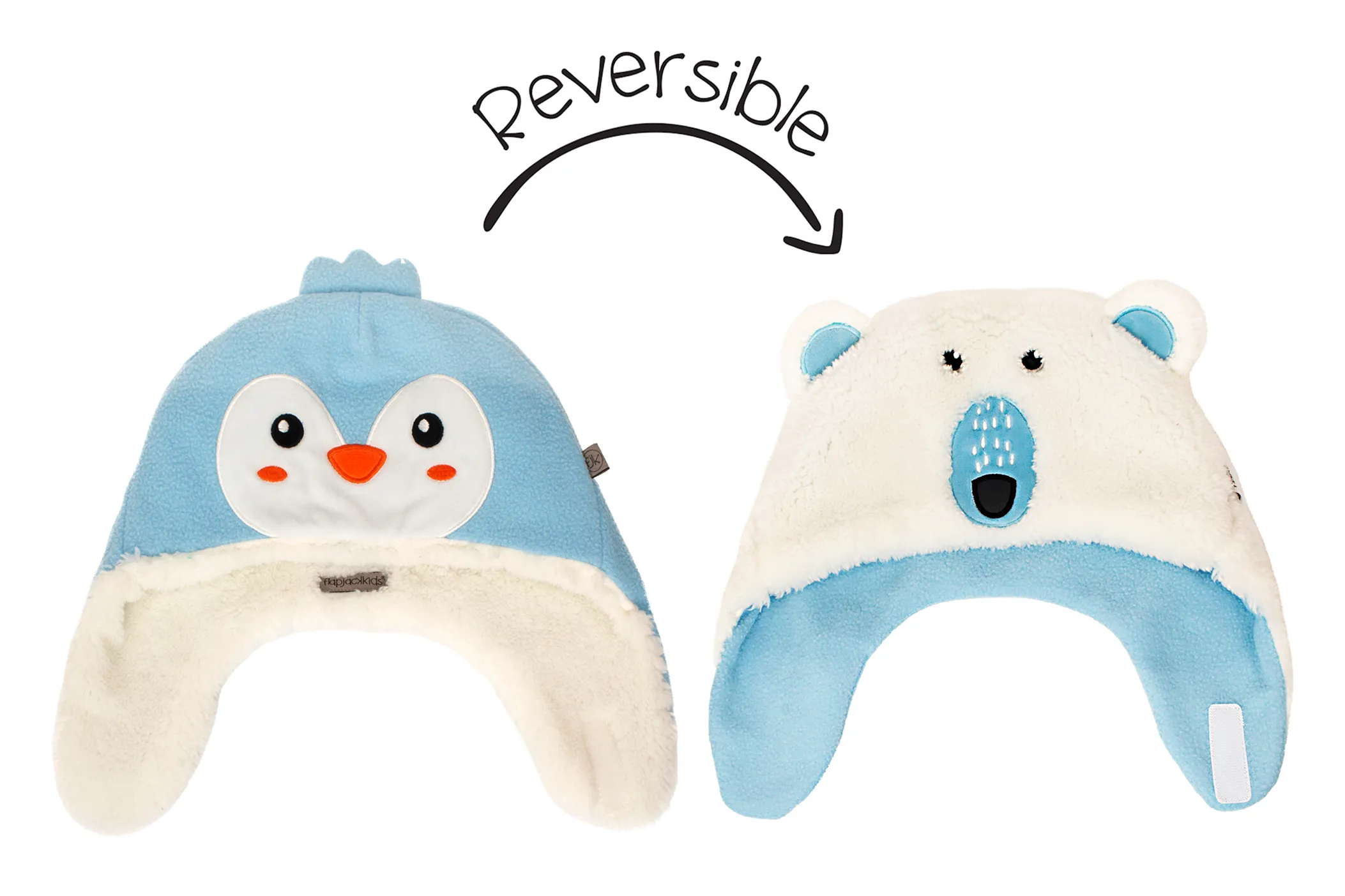 Baby/kids Reversible Sherpa Hat - Penguin/polar Bear