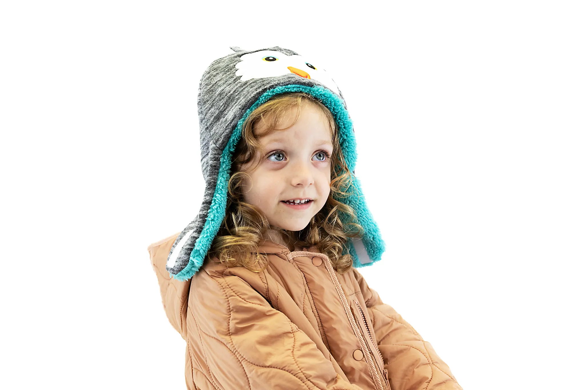 Baby/kids Reversible Sherpa Hat - Squirrel/owl