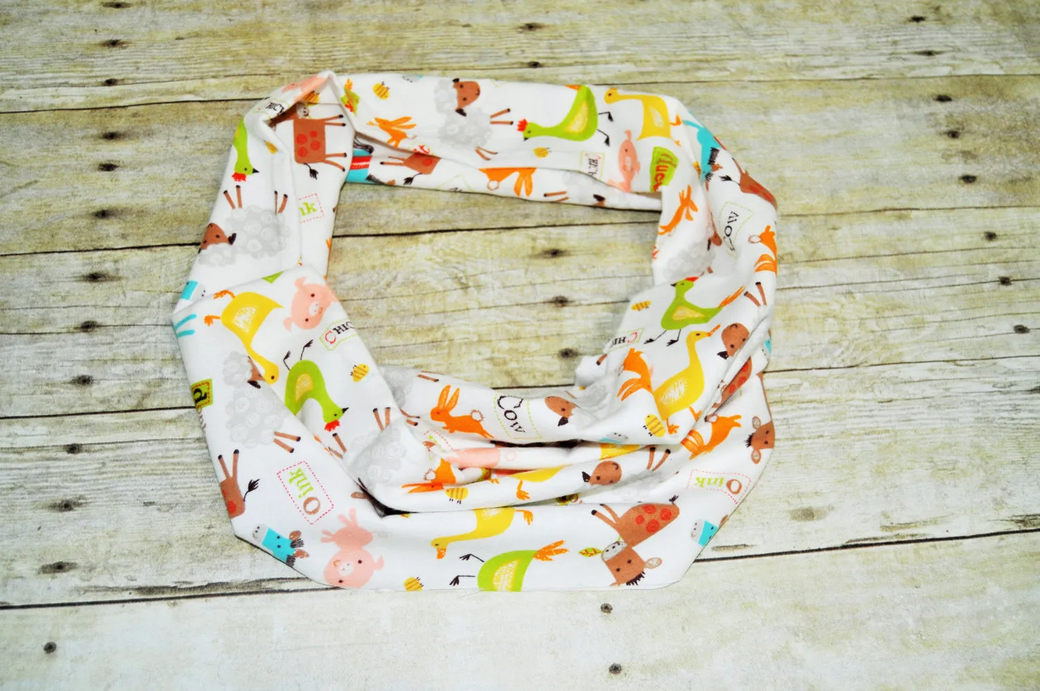 Baby/Toddler farm animals infinity scarf, soft baby scarf, trendy baby scarf, horse infinity baby scarf,infinity scarf,