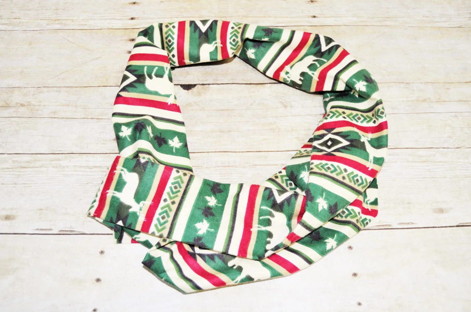 Baby/Toddler green aztec moose infinity scarf, soft baby scarf, trendy baby scarf, green and red infinity baby scarf,infinity scarf,