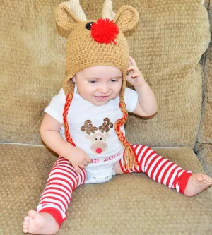 baby/toddler reindeer set, reindeer hat, striped legs,reindeer photo prop, rudolph cake smash, rudolph/reindeer outfit