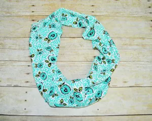 Baby/Toddler teal flowers infinity scarf, soft baby scarf, trendy baby scarf,monkey aqua flowers baby scarf,infinity scarf