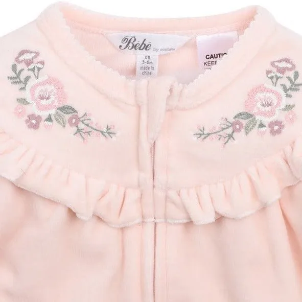 Bebe Thea Velour LS ZIP Onesie