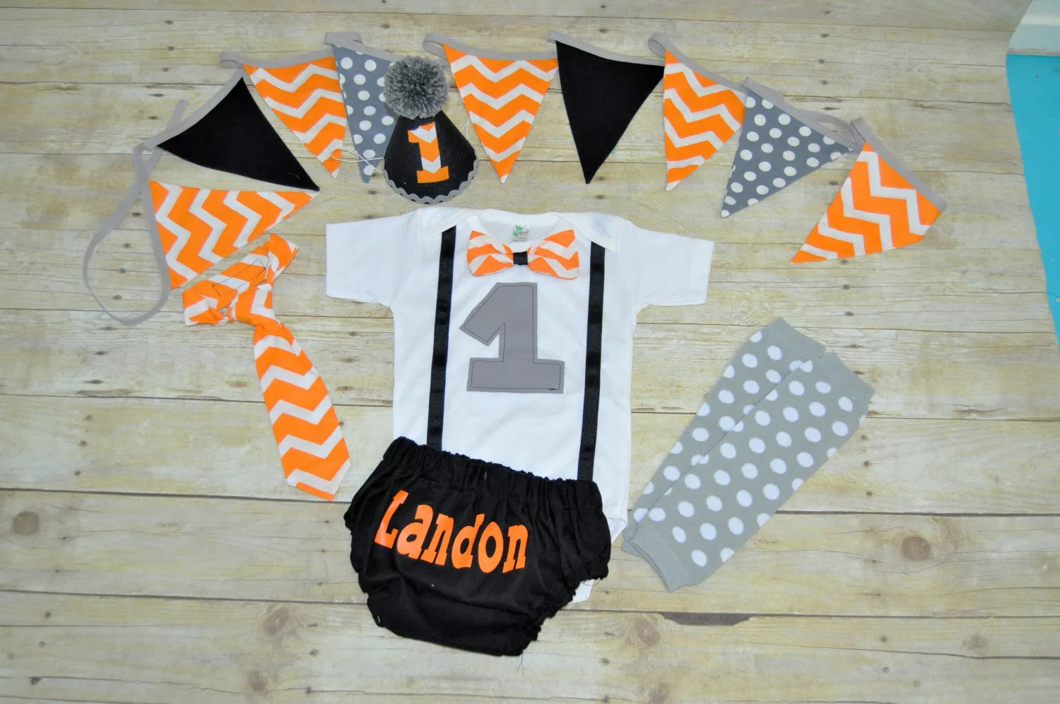 Biker cake smash outfit, personalized biker boys birthday outfit,orange black and gray cake smash set, halloween cake smash outfit