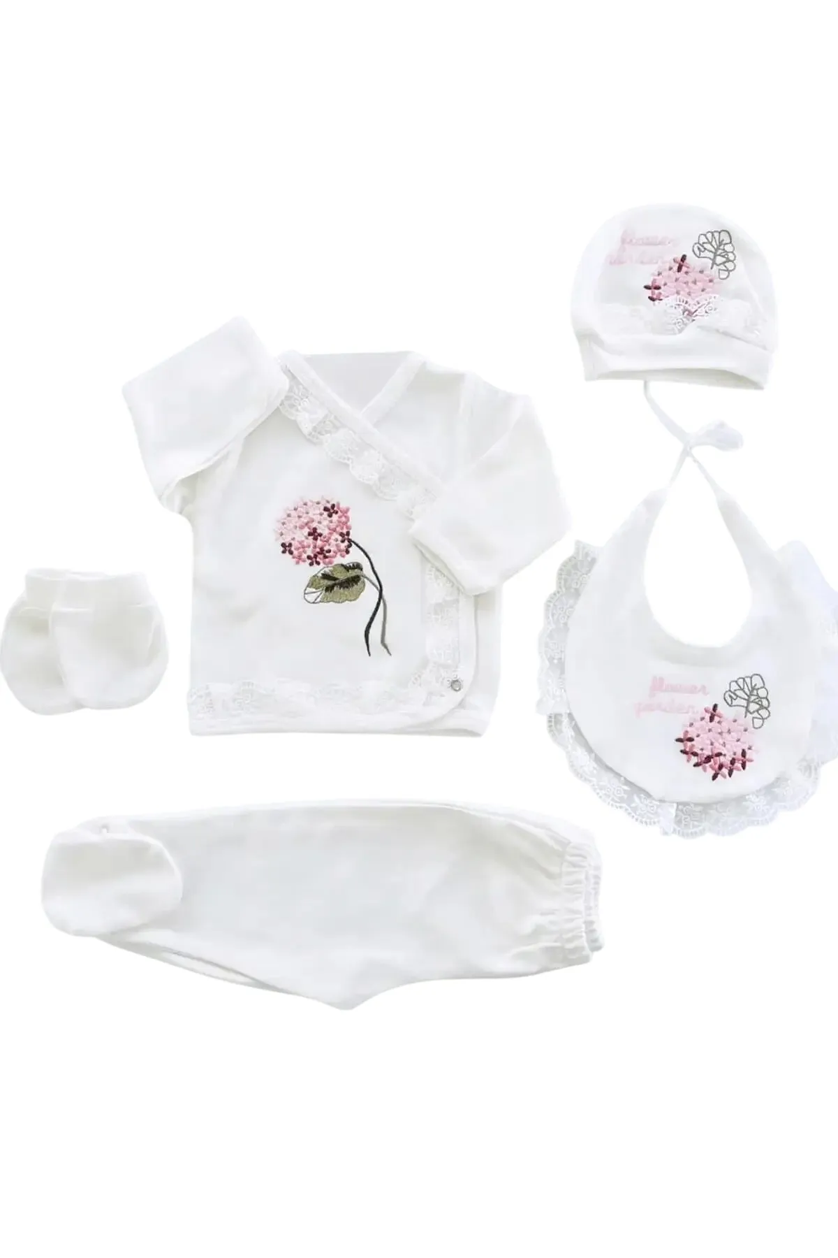 Bloom Floral Newborn Baby Outfit Set (5 Pcs)