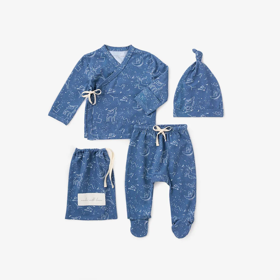 Blue Magic Sky Printed Organic Cotton Layette Set