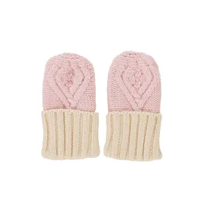 Cable Knit Mittens Pink