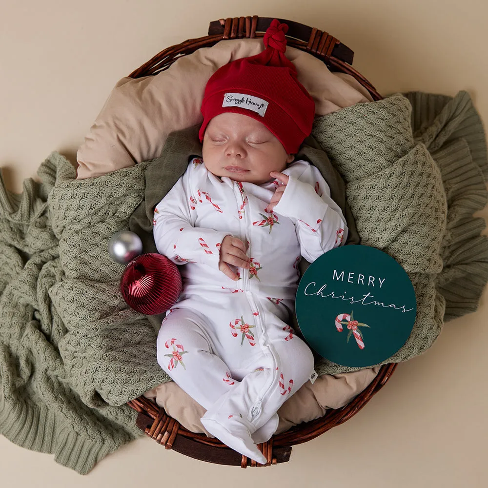 Candy Cane Organic Snuggle Sleepsuit Zip Footie