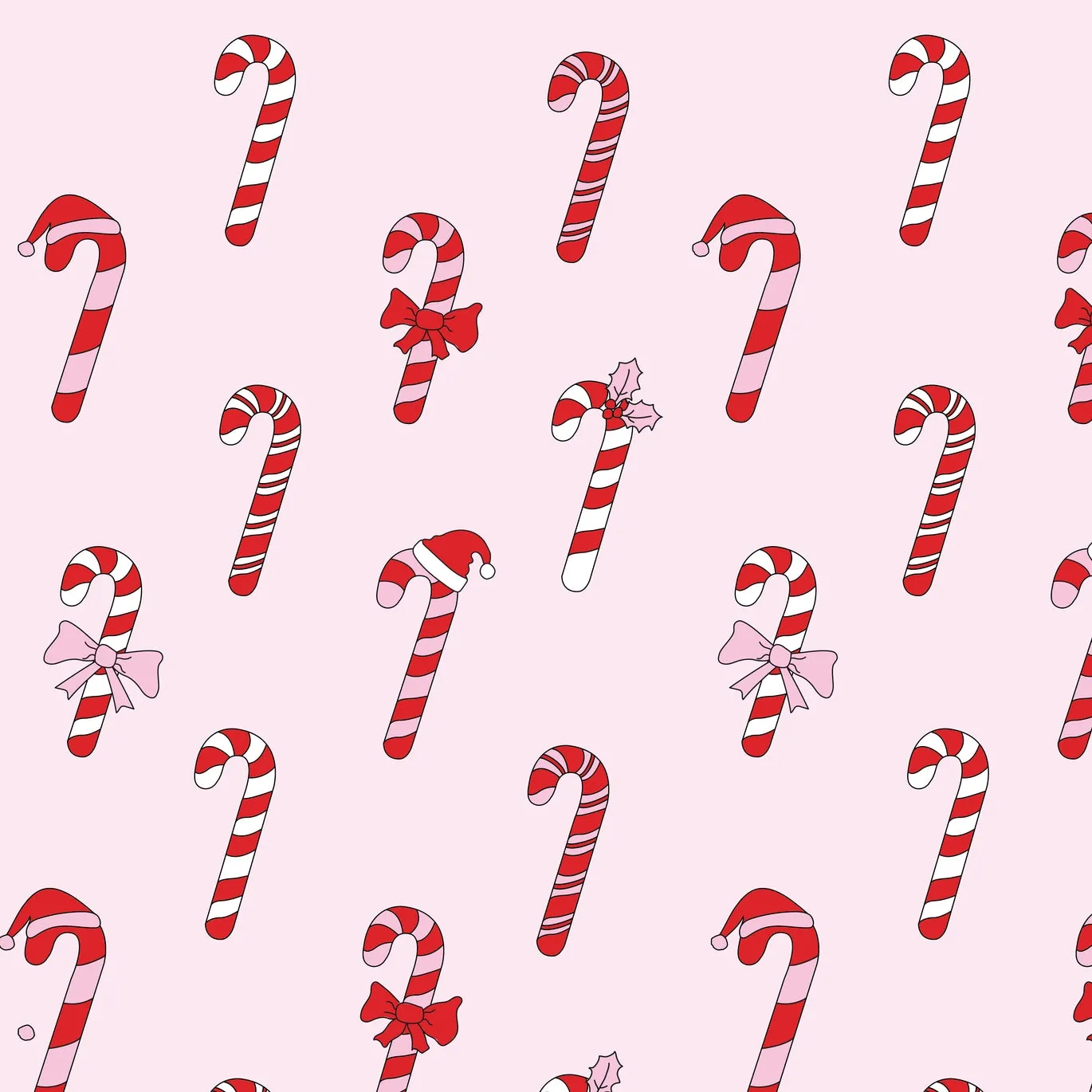 Candy Canes Zipper Footie in Pink