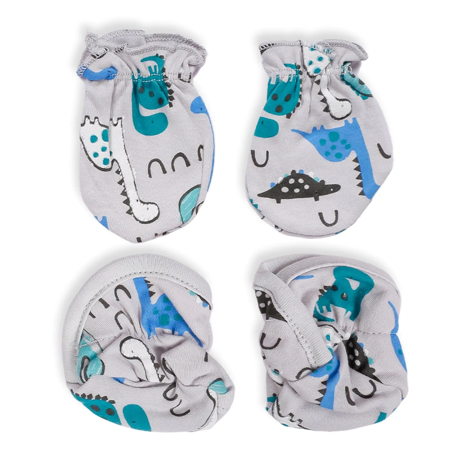 Cap Mittens And Booties Gift Set Dinosaur Blue