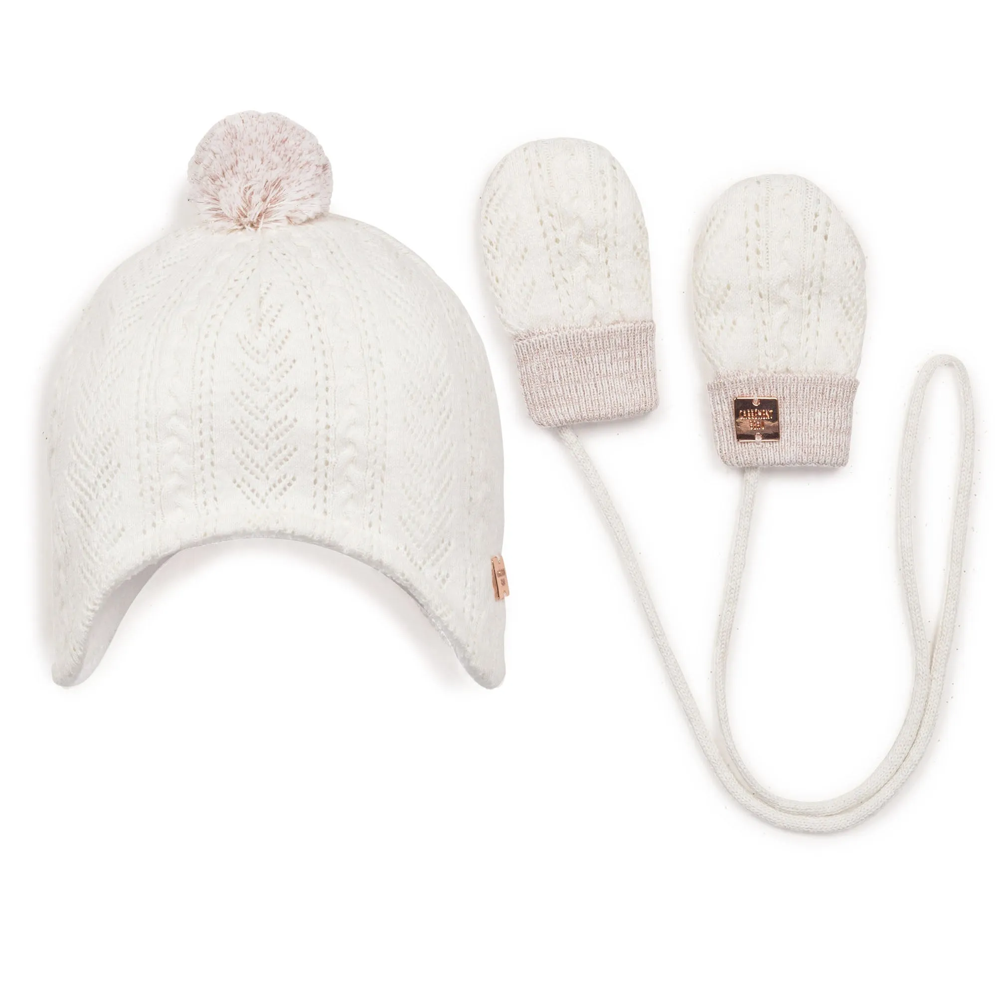 Carrément Beau Pull On Hat And Gloves Set Fall 1 Off White