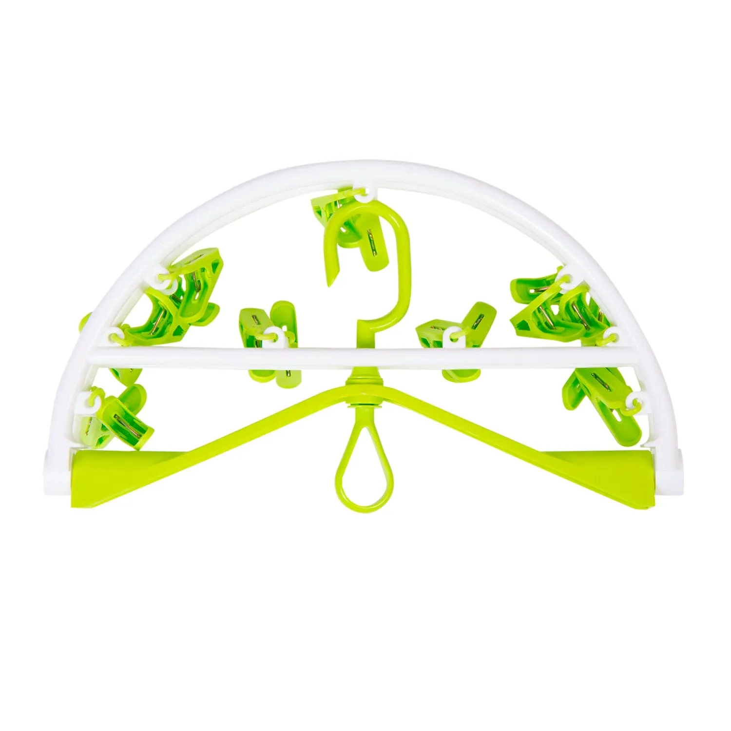 Clothes Hanger Round Foldable 18 Clips Green