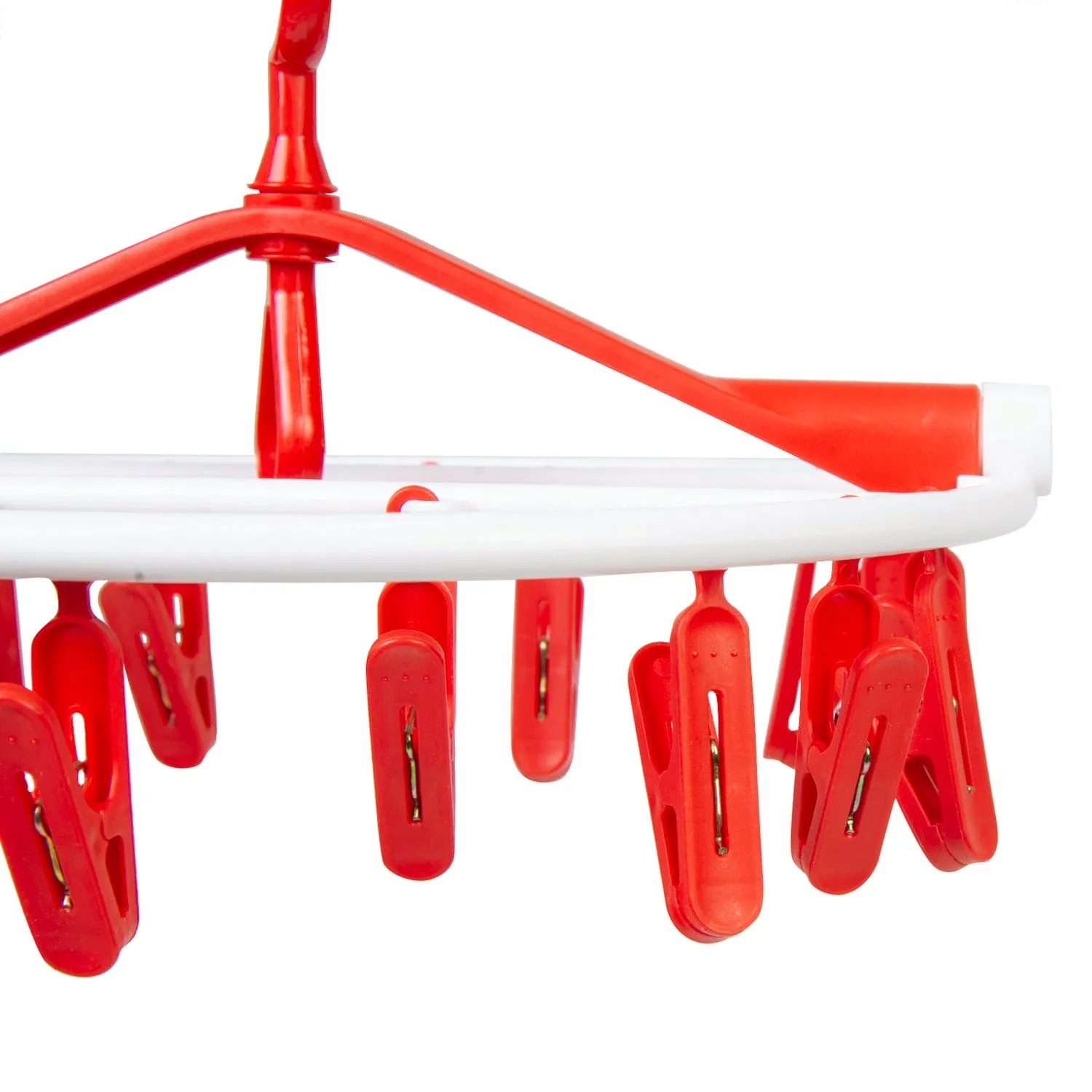 Clothes Hanger Round Foldable 18 Clips Red