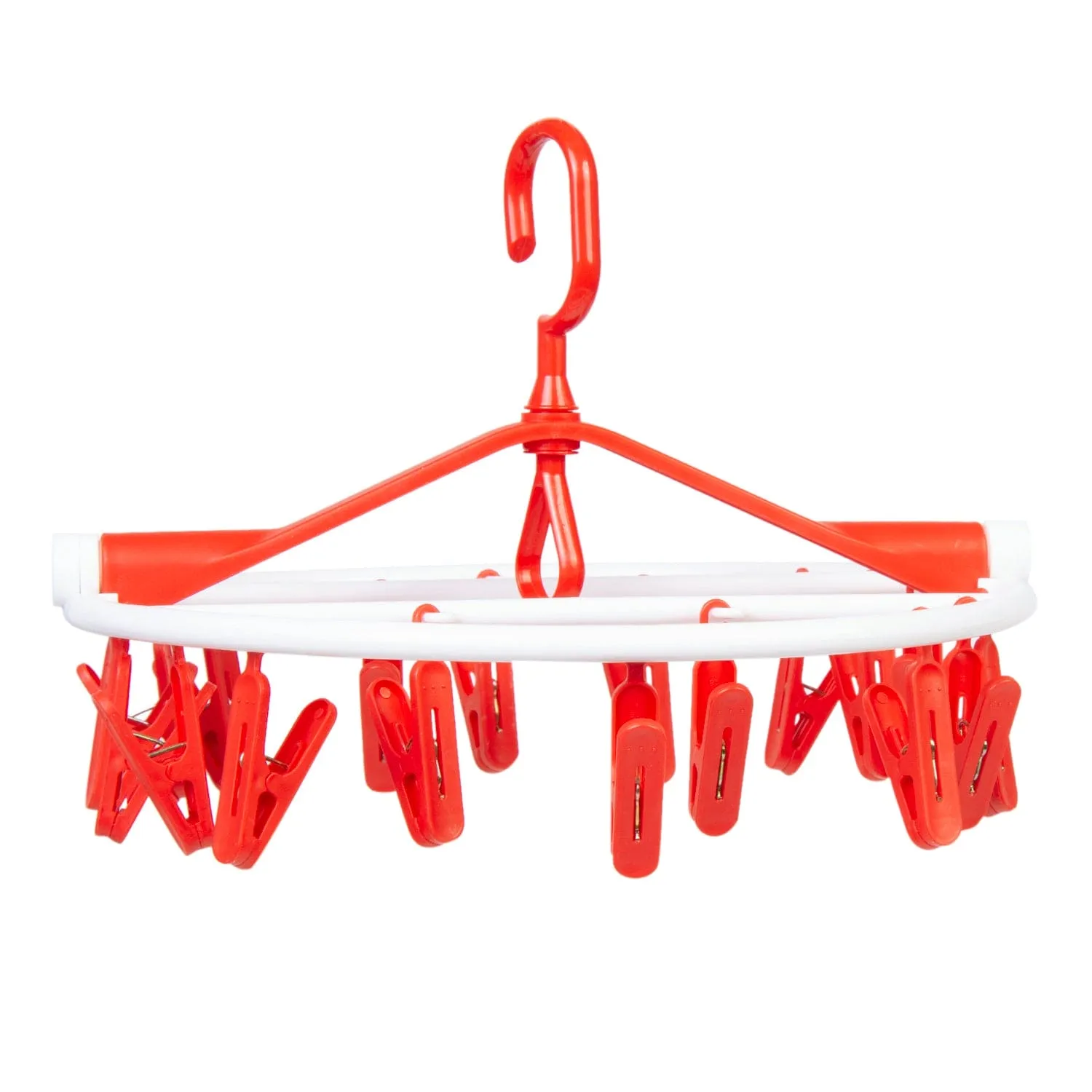 Clothes Hanger Round Foldable 18 Clips Red