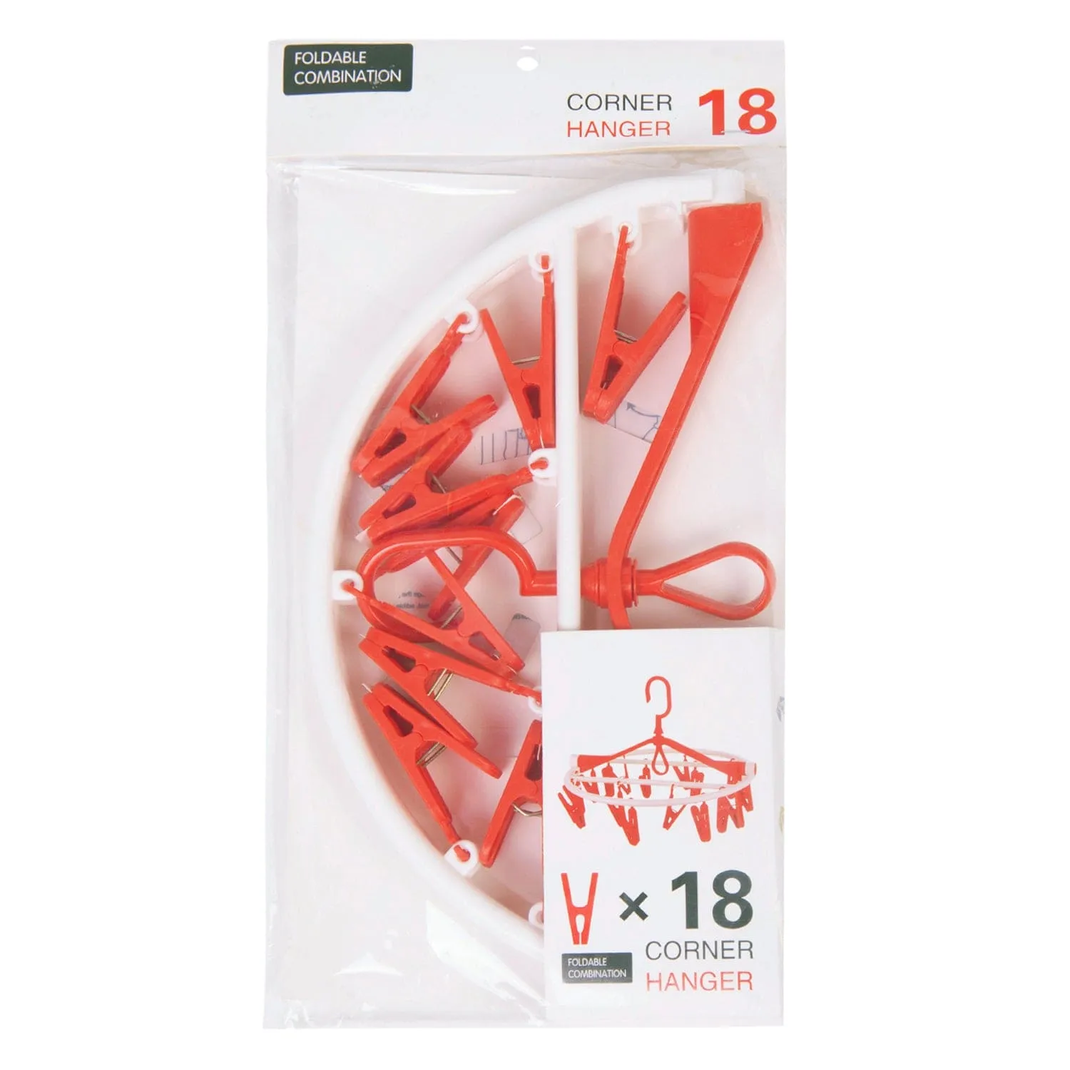 Clothes Hanger Round Foldable 18 Clips Red