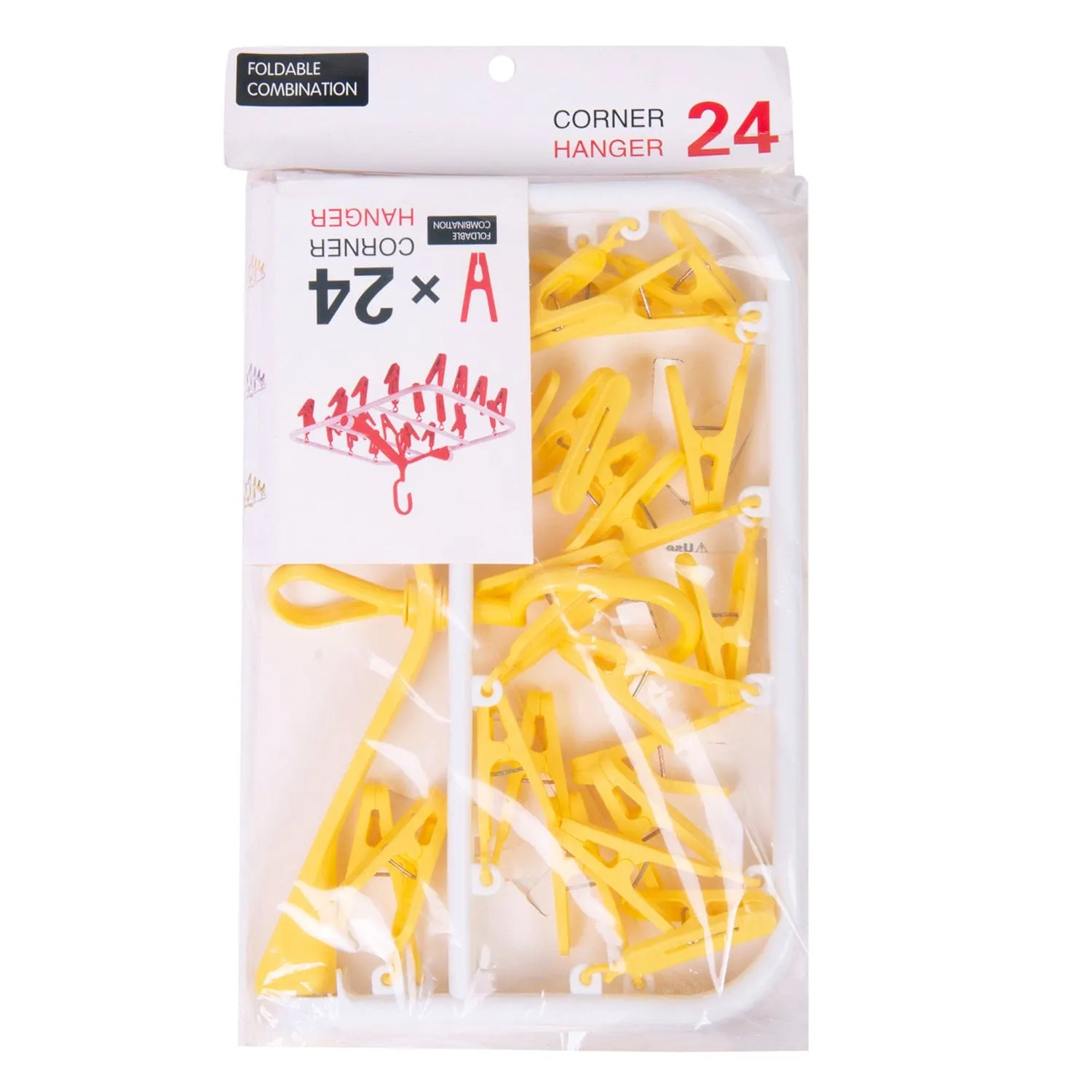 Clothes Hanger
 Square Foldable 24 Clips Yellow