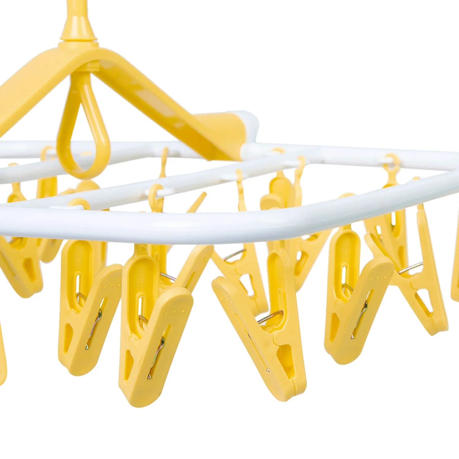 Clothes Hanger
 Square Foldable 24 Clips Yellow