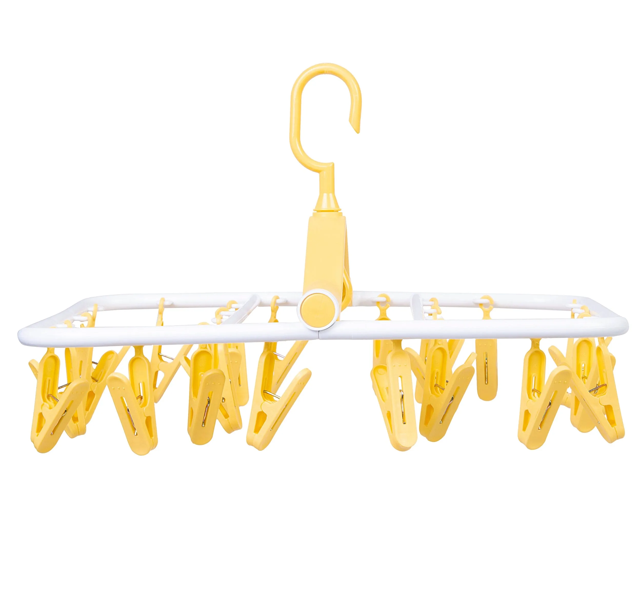 Clothes Hanger
 Square Foldable 24 Clips Yellow