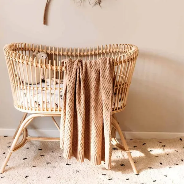 Diamond Knit Organic Baby Blanket - Hazelnut