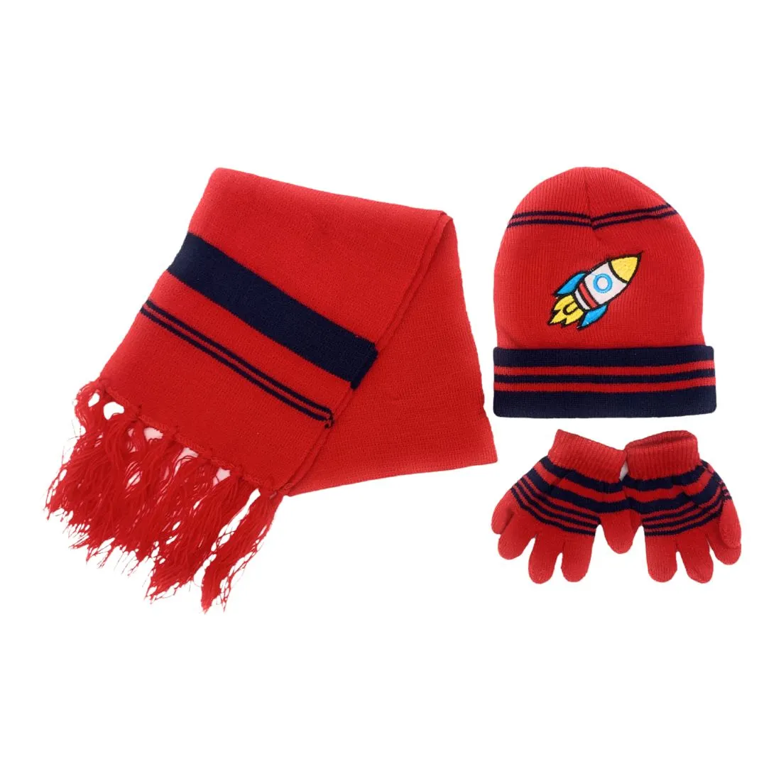 Empire Cove 3 Piece Kids Winter Knit Beanie Set Gloves Hats Scarves Girls Boys