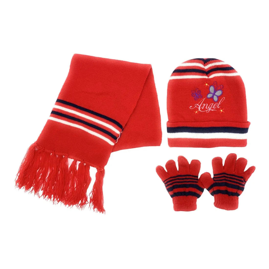 Empire Cove 3 Piece Kids Winter Knit Beanie Set Gloves Hats Scarves Girls Boys