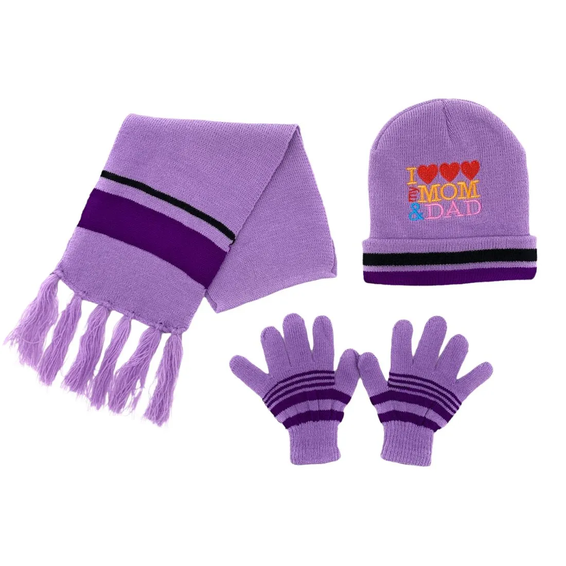 Empire Cove 3 Piece Kids Winter Knit Beanie Set Gloves Hats Scarves Girls Boys