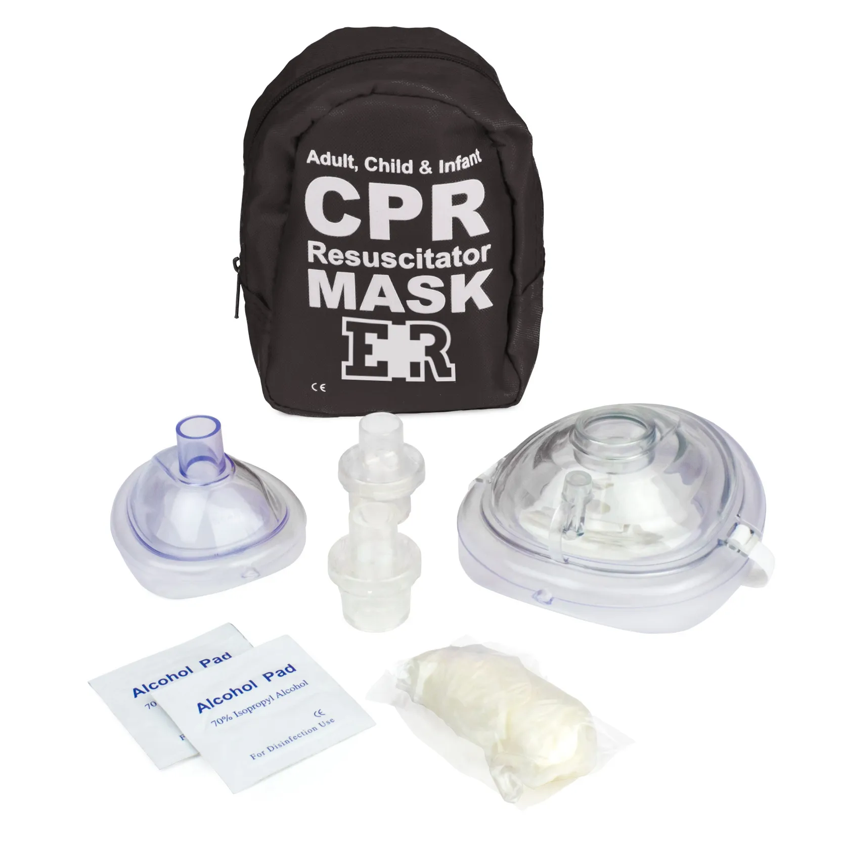 Ever Ready First Aid Adult and Infant CPR Mask Combo Kit - Tactical Black